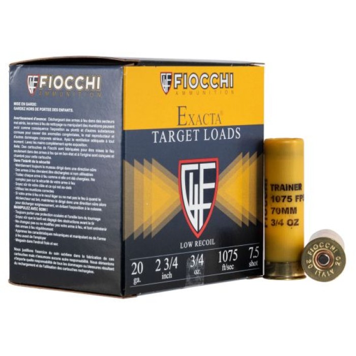 Fiocchi 20ga 2.75" Case Lot - 250rd 1075fps 3/4oz #7.5