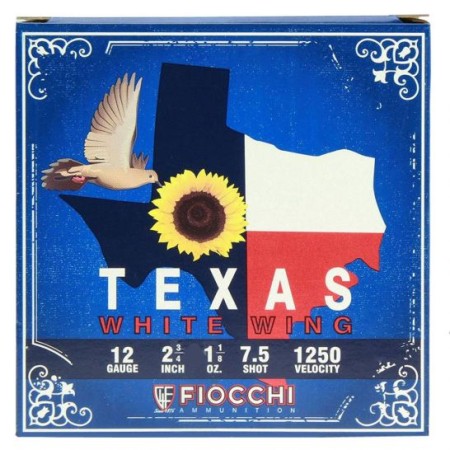 Fiocchi Texas White Wing Dove Loads 2.75" 12 Gauge Ammo, 250 Rounds - 12TWW187