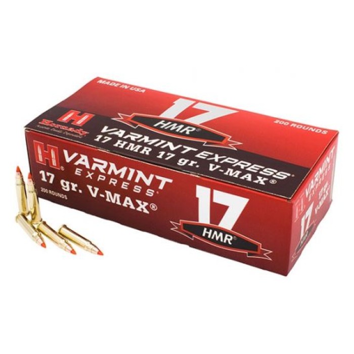 Hornady Varmint Express 17 gr V-Max .17 HMR Ammo, 200/box - 831702