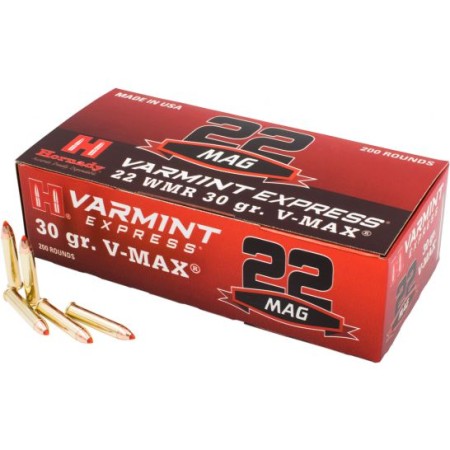 Hornady Varmint Express 30 gr V-Max .22 Win Mag Ammo, 200/box - 832022
