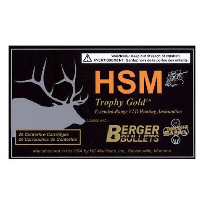 HSM Ammunition Trophy Gold 130 gr Match Hunting Very Low Drag .270 WSM Ammo, 20/box - BER-270WSM130VLD