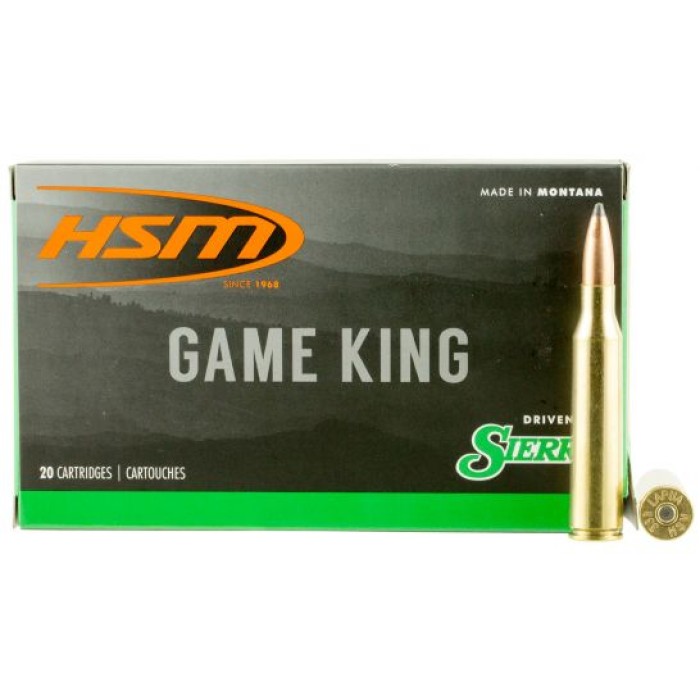 HSM Ammunition Game King 215 gr Spitzer Boat Tail .338 Lapua Mag Ammo, 20/box - HSM-338Lapua-14-N