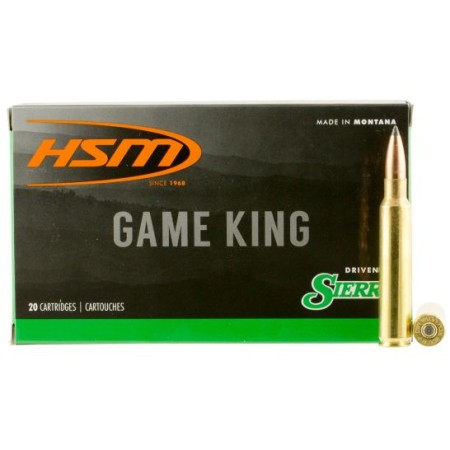 HSM Ammunition Game King 225 gr Spitzer Boat Tail .358 Win Ammo, 20/box - HSM-358Win-1-N