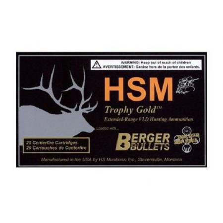 HSM Ammunition Trophy Gold 95 gr Match Hunting Very Low Drag 6mm BR Ammo, 20/box - BER-6BR95TVLD