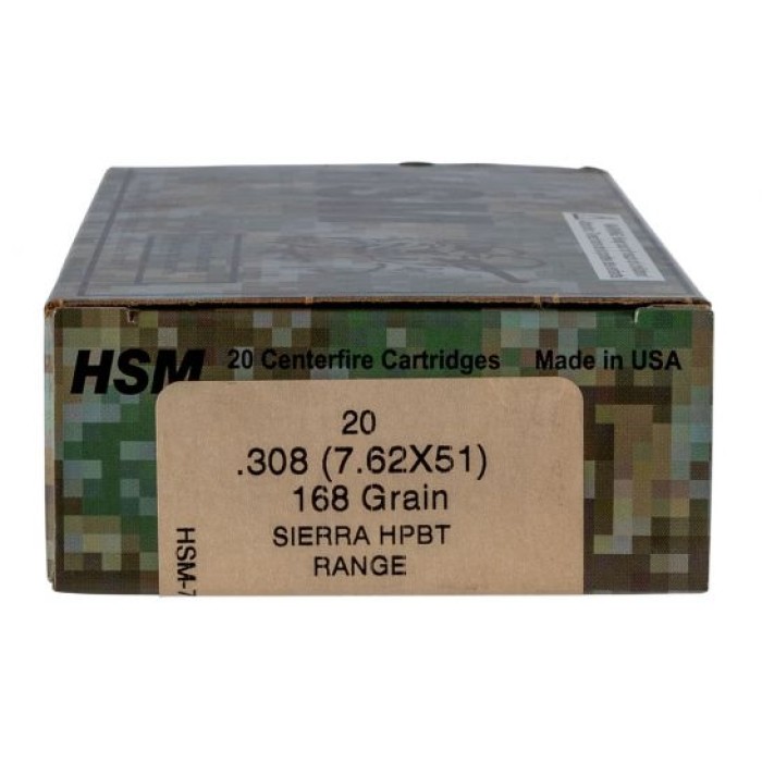 Hsm 762X511n   7.62X51mm 168 GR Sierra Matchking Boat-Tail Hollow Point (Bthp) 20 Bx/ 25 CS