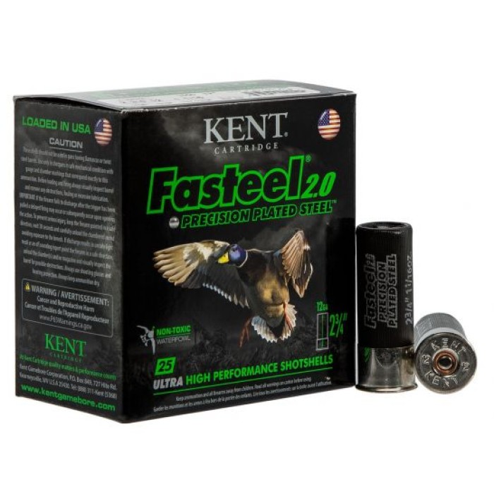 Kent Cartridge Fasteel 2.0 Precision Plated Steel 2.75" 12 Gauge Ammo 3, 25 Rounds - K122FS303