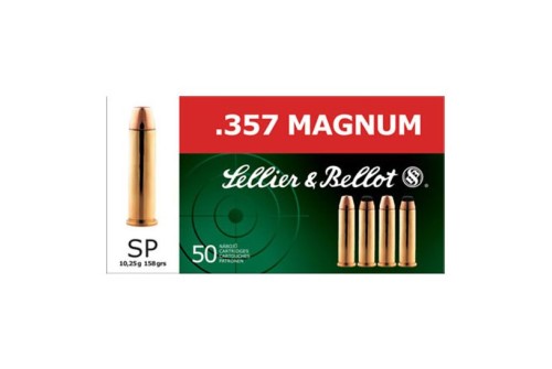 Sellier & Bellot 158 gr Semi-Jacketed Soft Point .357 Mag Ammo, 50/box - SB357B