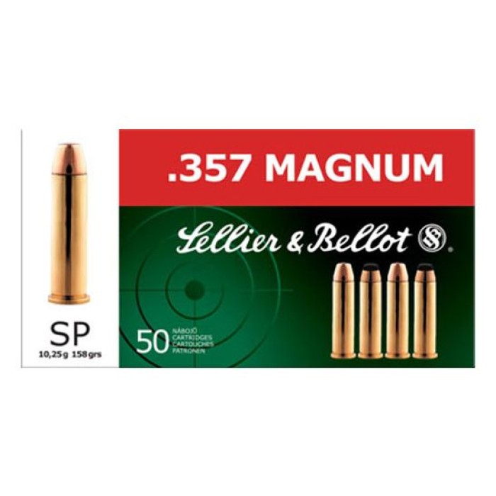 Sellier & Bellot 158 gr Semi-Jacketed Soft Point .357 Mag Ammo, 50/box - SB357B