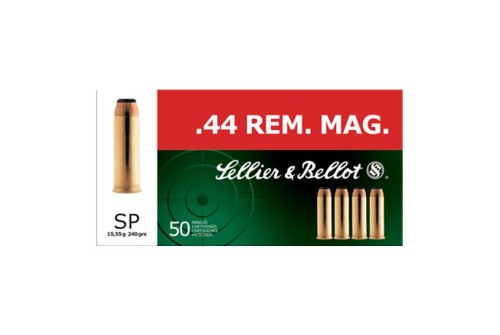 Sellier & Bellot 240 gr Semi-Jacketed Soft Point .44 Rem Mag Ammo, 50/box - SB44A