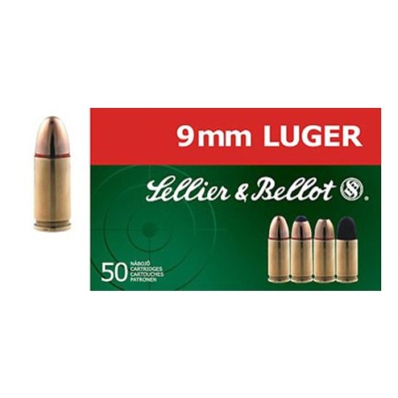 Sellier & Bellot 115 gr Jacketed Hollow Point 9mm Ammo, 50/box - SB9C