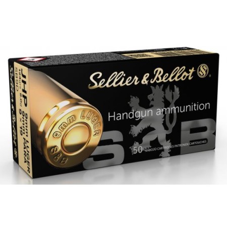 Sellier & Bellot 124 gr Jacketed Hollow Point 9mm Ammo, 50/box - SB9D