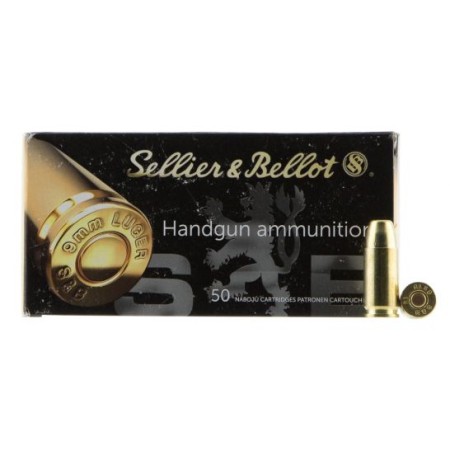 Sellier & Bellot 150 gr Full Metal Jacket 9mm Ammo, 50/box - SB9SUBB