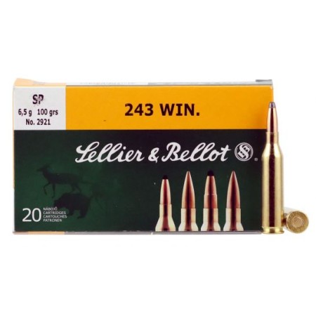 Sellier & Bellot 100 gr Semi-Jacketed Soft Point .243 Win Ammo, 20/box - SB243A