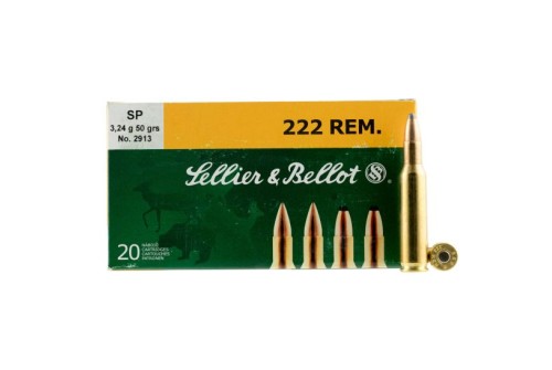 Sellier & Bellot 50 gr Semi-Jacketed Soft Point .222 Rem Ammo, 20/box - SB222A