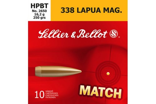 Sellier & Bellot 250 gr Hollow Point Boat Tail .338 Lapua Mag Ammo, 10/box - SB338LMA