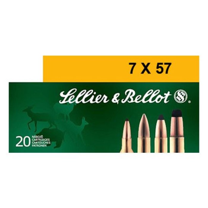 Sellier & Bellot 173 gr Semi-Jacketed Soft Point Cutting Edge 7x57mm Mauser Ammo, 20/box - SB757C