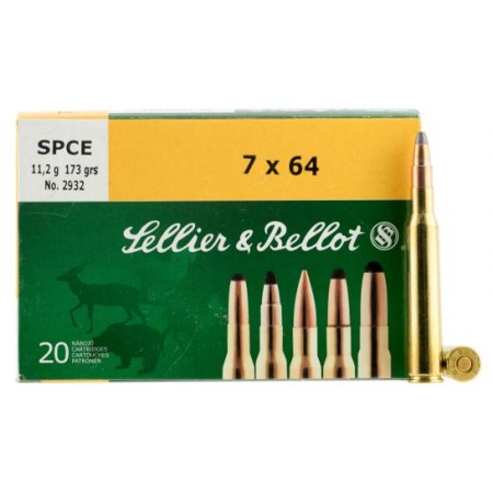 Sellier & Bellot 173 gr Semi-Jacketed Soft Point Cutting Edge 7x64mm Brenneke Ammo, 20/box - SB764B