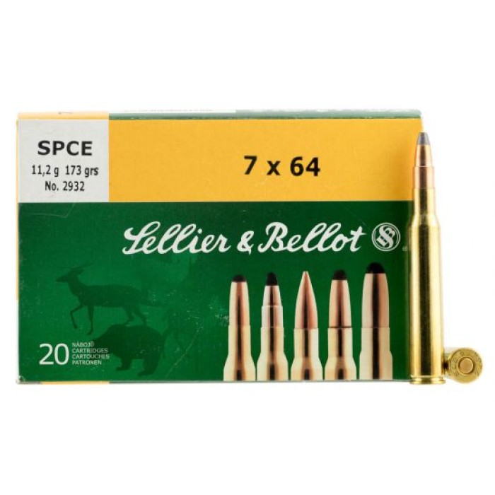 Sellier & Bellot 173 gr Semi-Jacketed Soft Point Cutting Edge 7x64mm Brenneke Ammo, 20/box - SB764B