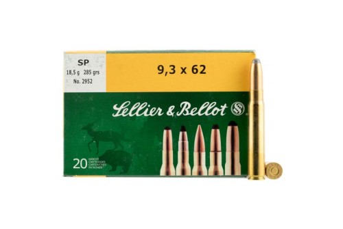 Sellier & Bellot 285 gr Semi-Jacketed Soft Point 9.3x62mm Mauser Ammo, 20/box - SB9362A