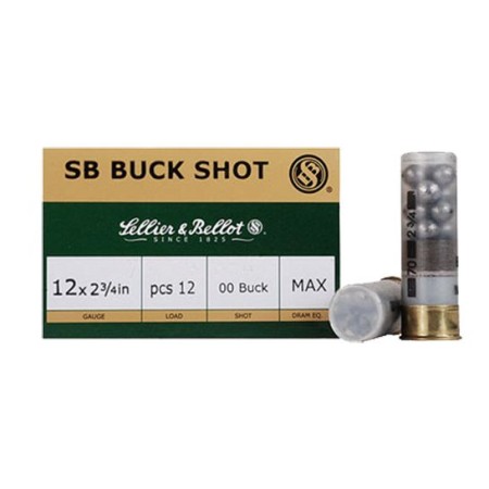 Sellier & Bellot 2.75" 12 Gauge Ammo 1 Buck 12 Pellets, 25/box - SB12BSF