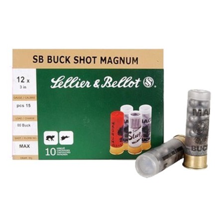 Sellier & Bellot 3" 12 Gauge Ammo 00 Buck, 10/box - SB12BSA