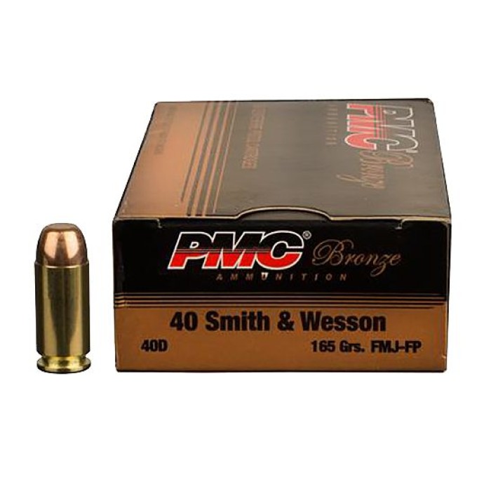 PMC Ammunition Bronze 165 gr Full Metal Jacket Flat Point .40 S&W Ammo, 300/box - 40DBP