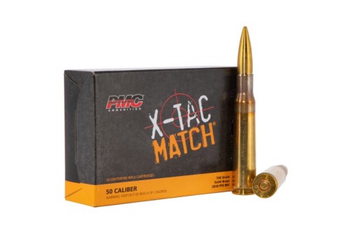 PMC Ammunition X-TAC Match 740 gr Solid Brass .50 Ammo, 10/box - 50XM