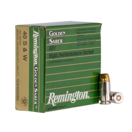 Remington Golden Saber 165 gr Brass Jacket Hollow Point .40 S&W Ammo, 25/box - GS40SWA