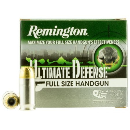 Remington Ultimate Defense Full-Size Handgun 185 gr Brass Jacket Hollow Point .45 ACP Ammo, 20/box - HD45APA