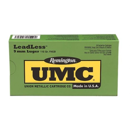 Remington UMC 115 gr Flat Nose Enclosed Base 9mm Ammo, 50/box - LL9MM11