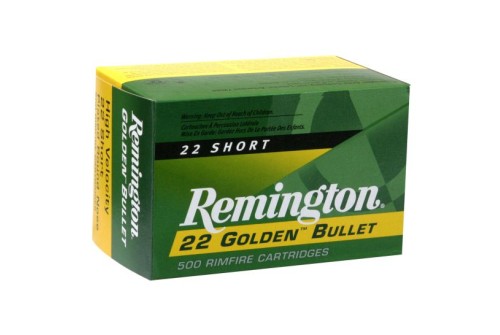 Remington 22 Golden Bullet 29 gr Plated Lead Round Nose .22 Short Ammo, 100/box - 1000