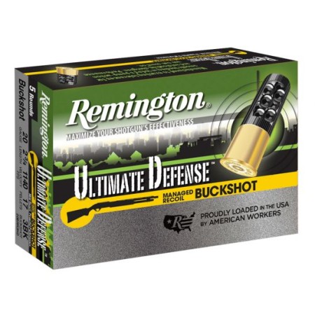 Remington Ultimate Defense 2.75" 20 Gauge Ammo 3 Buck, 5/box - 20BRR3HD