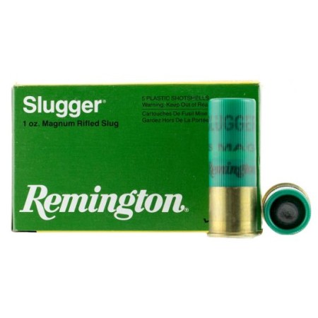 Remington Slugger 2.75" 12 Gauge Ammo, 5/box - S12SRS