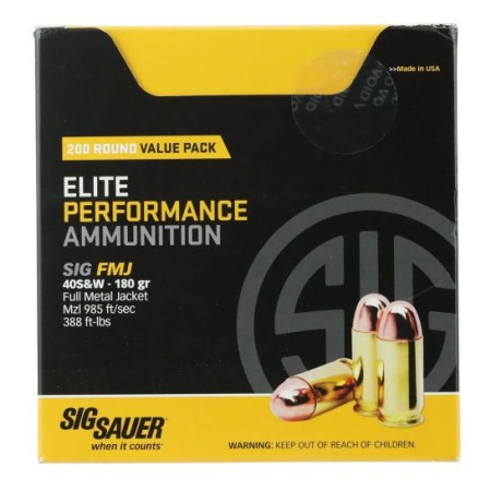 Sig Sauer Elite Ball, Sig E40sb2-200    40s     180 Fmj Elite *vp* 200/box