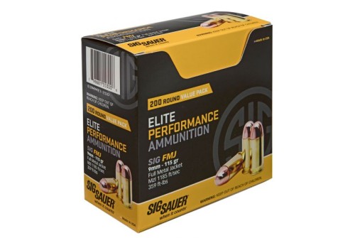 Sig Sauer Elite Ball, Sig E9mme1-200    9mm     115 Fmj Elite *vp* 200/box