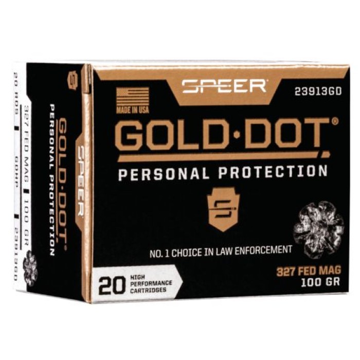 Speer Gold Dot 100 gr Hollow Point .327 Federal Mag Ammo, 20/box - 23913GD