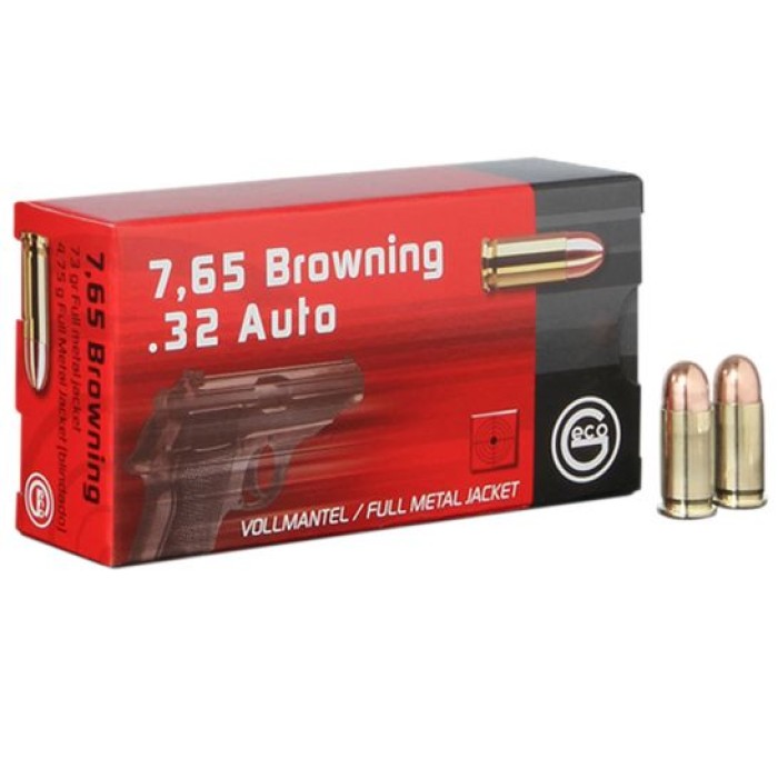 Geco 73 gr Full Metal Jacket .32 ACP Ammo, 50/box - 270340050