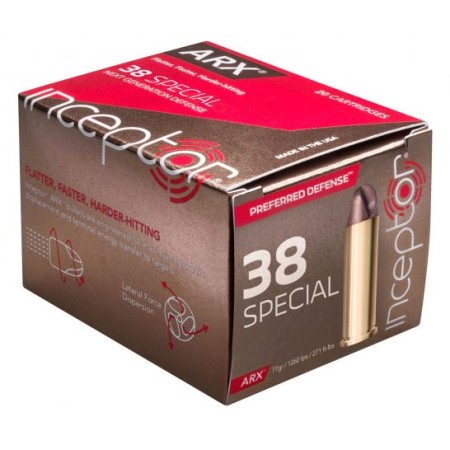 Inceptor Preferred Defense 77 gr ARX .38 Spl Ammo, 20/box - 38ARXBRS920