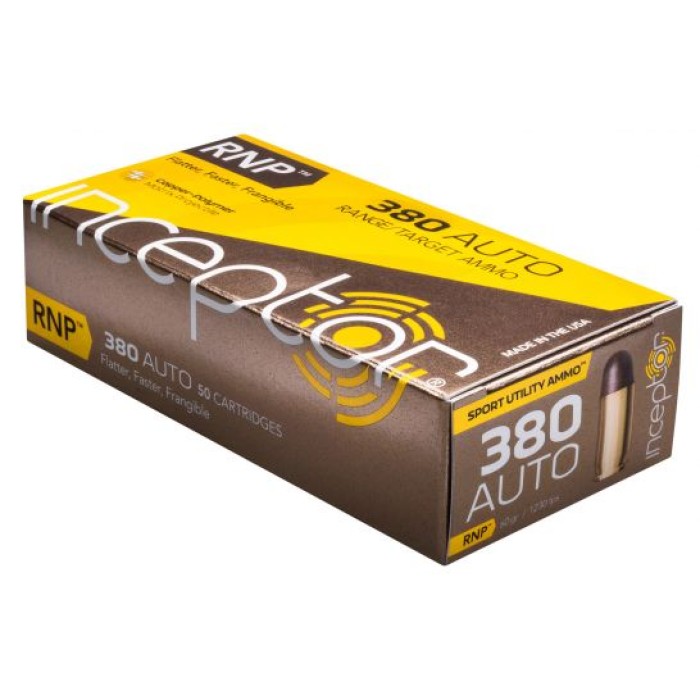 Inceptor Sport Utility 60 gr RNP .380 Auto Ammo, 50/box - 380RNPBR50