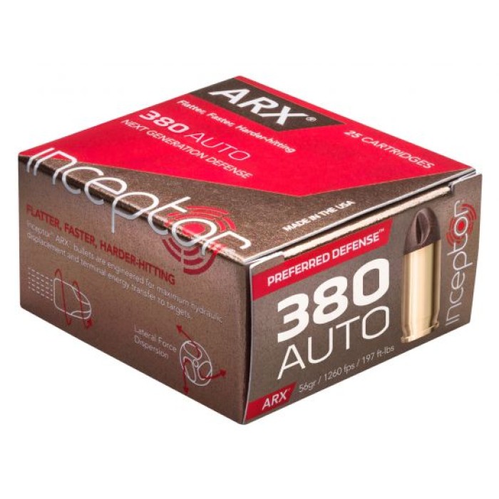 Polycase Inceptor 56 Grain .380 ACP 25 Rounds ARX Cu/P