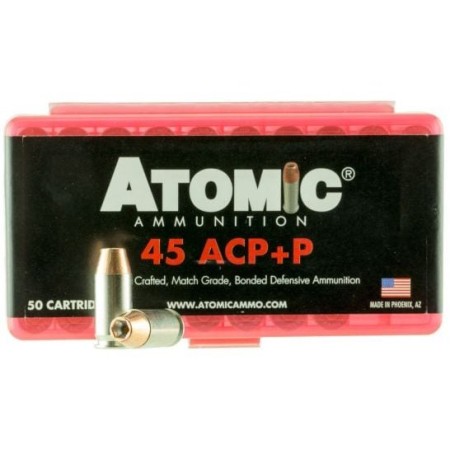 Atomic Ammunition 00412 Pistol Precision Craft 45 Acp +P 185 GR Bonded Match Hollow Point 50 Per Box/ 10 Case