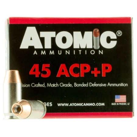 Atomic Ammunition 185 gr Bonded Match Hollow Point .45 ACP +P Ammo, 20/box - 00458