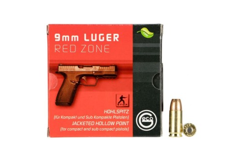 Geco Red Zone 124 gr Jacketed Hollow Point 9mm Ammo, 20/box - 293240020