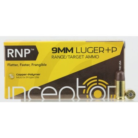 Inceptor Sport Utility 65 gr RNP 9mm +P Ammo, 50/box - 9RNPBRLUGP50