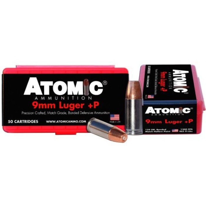 Atomic 9mm Luger P Ammunition 124GR Hollow Point 50Rds