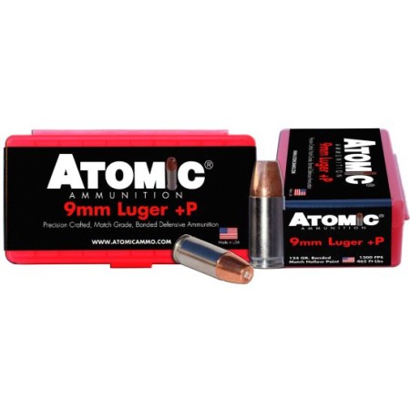 Atomic Ammunition 124 gr Bonded Match Hollow Point 9mm +P Ammo, 20/box - 00454