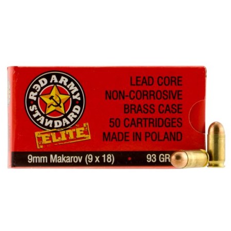 Century Arms Red Army Standard 93 gr Full Metal Jacket 9x18mm Makarov Ammo, 50/box - AM2017B