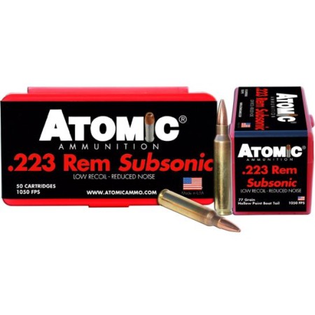 Atomic Ammunition Subsonic 77 gr Hollow Point Boat Tail .223 Rem/5.56 Ammo, 50/box - 429