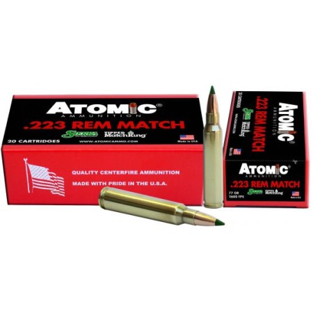 Atomic Ammunition Match Tactical Law Enforcement 77 gr Tipped MatchKing .223 Rem/5.56 Ammo, 20/box - 459