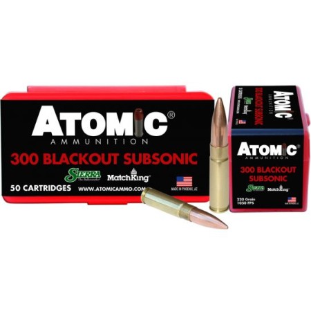 Atomic Ammunition Subsonic 220 gr Hollow Point Boat Tail MatchKing .300 Blackout Ammo, 50/box - 465